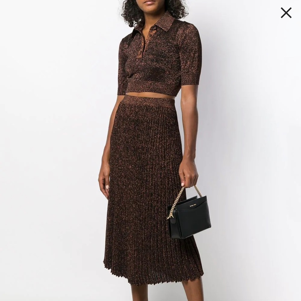 Michael Kors Collection Metallic Knot Cropped Polo